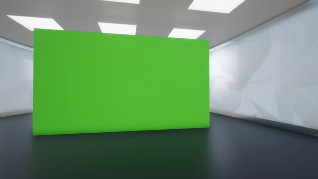 3D Virtual TV Studio News, Backdrop For TV Shows .TV On Wall.3D Virtual News Studio Background, Loop