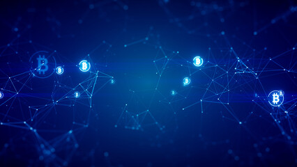 Obraz premium Cryto currency connect data technology blockchain