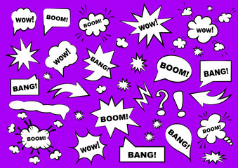 Obraz premium Set of speech bubbles. Set of blank template in Pop Art style. Vector illustration