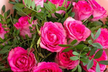 a beautiful bouquet of pink roses. Birthday Flowers