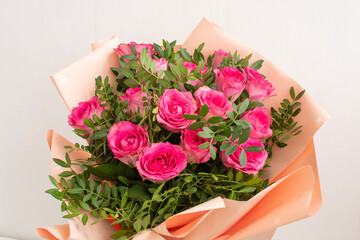 a beautiful bouquet of pink roses. Birthday Flowers