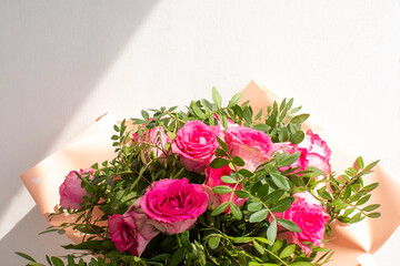 a beautiful bouquet of pink roses. Birthday Flowers