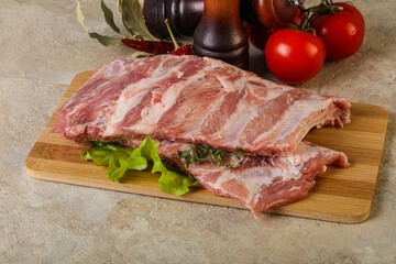 Raw pork ribs for cooking