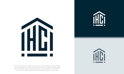 Simple Initials HC logo design. Initial Letter Logo. Shield logo.