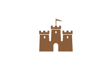 creative brown castle logo vector symbol icon design illustration