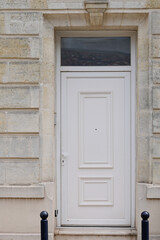 Fototapeta na wymiar white door home entrance wooden doorway painted in street