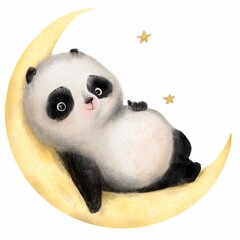 Panda bear sleep on the moon