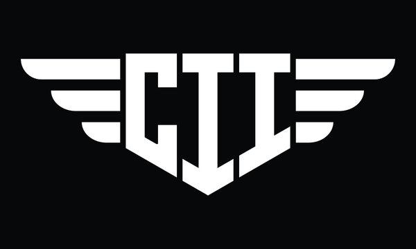 CII three letter logo, creative wings shape logo design vector template. letter mark, wordmark, monogram symbol on black & white.