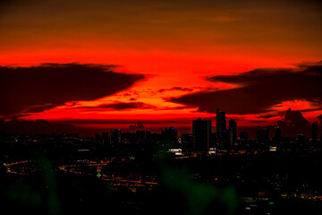 abstract background view of the colorful twilight sky.In the evening, the colorful changes (pink,...