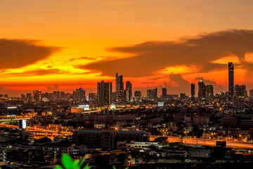 abstract background view of the colorful twilight sky.In the evening, the colorful changes (pink,...