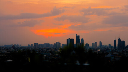 abstract background view of the colorful twilight sky.In the evening, the colorful changes (pink,...