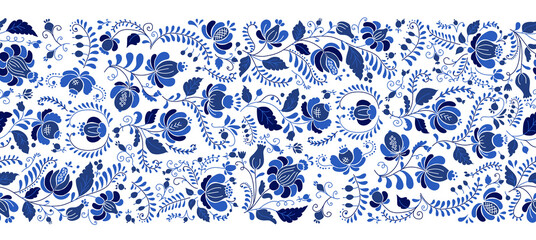 Materiał do szycia Gzhel decorative ornament. Seamless Pattern Background
