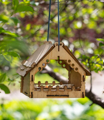 Bird house on a tree in the park.