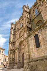 Fototapeta na wymiar View at the fascade of New Cathedral in the streets of Plasencia - Spain