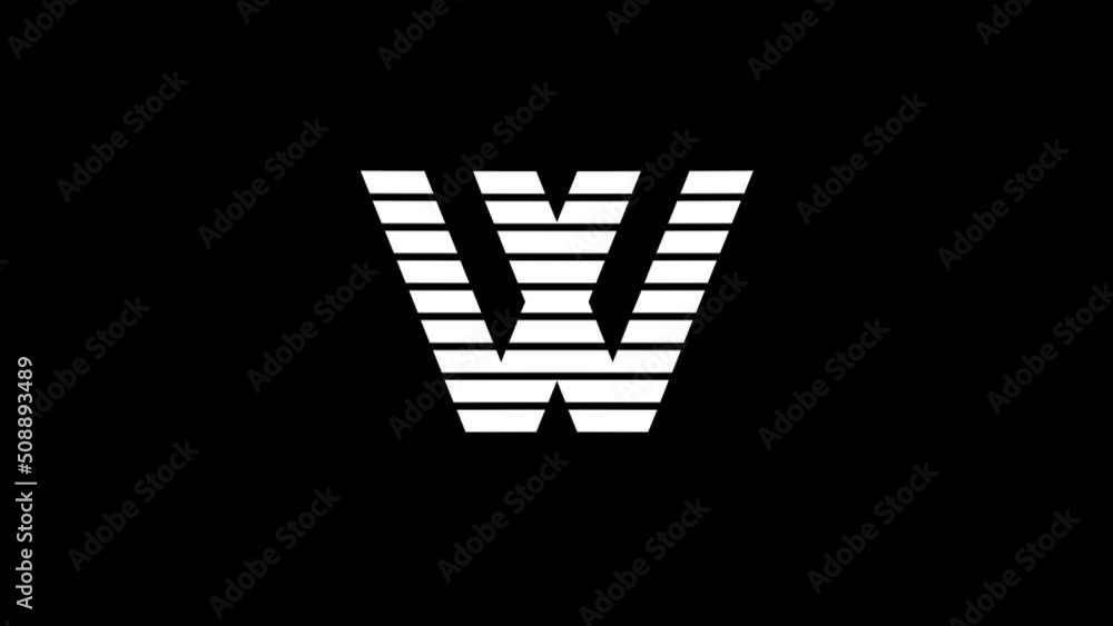 Poster white picture of w on a black background. american alphabet. english language for writing. distortio