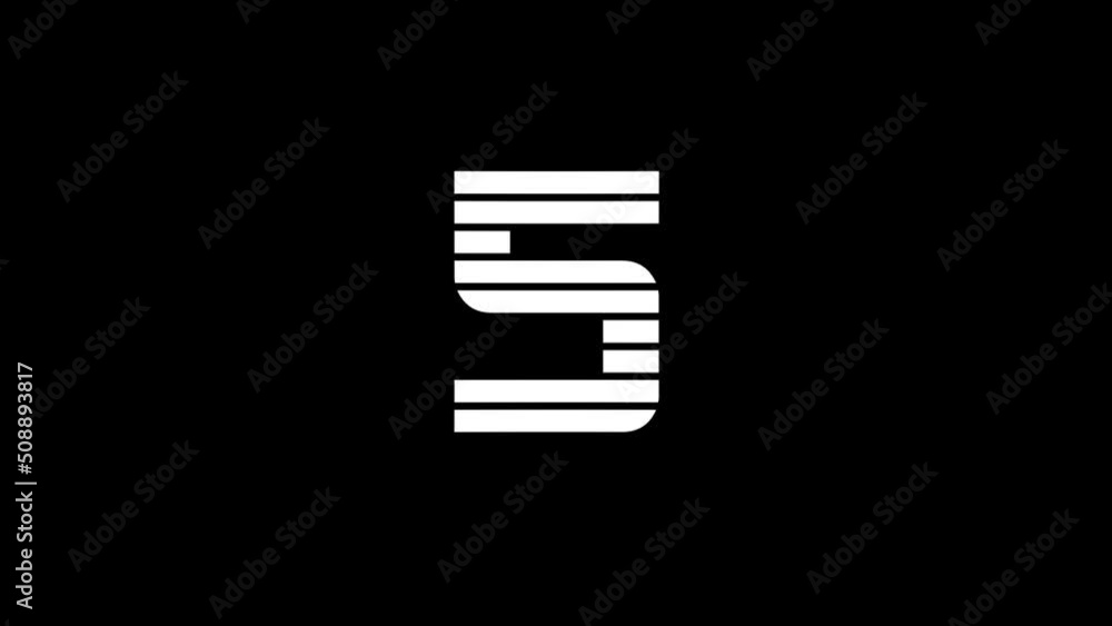 Poster white picture of 5 on a black background. simple numbers for sports counting. records of athletes. d