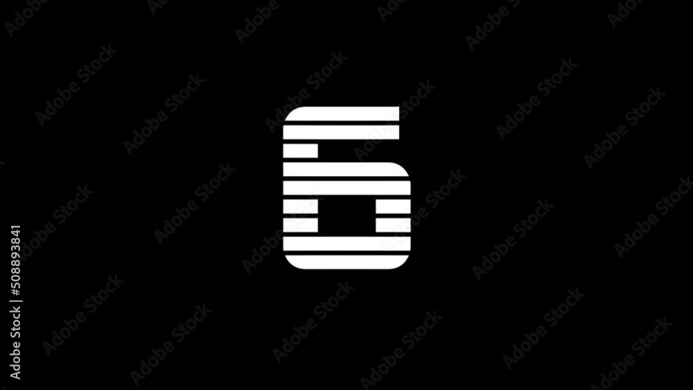 Poster white picture of 6 on a black background. simple numbers for sports counting. records of athletes. d