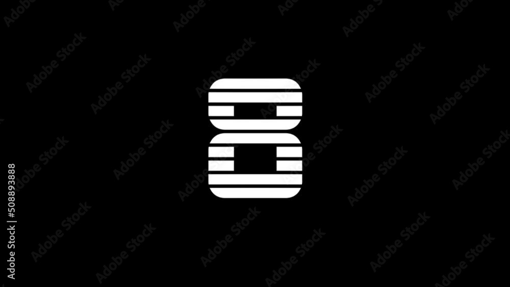 Poster white picture of 8 on a black background. simple numbers for sports counting. records of athletes. d