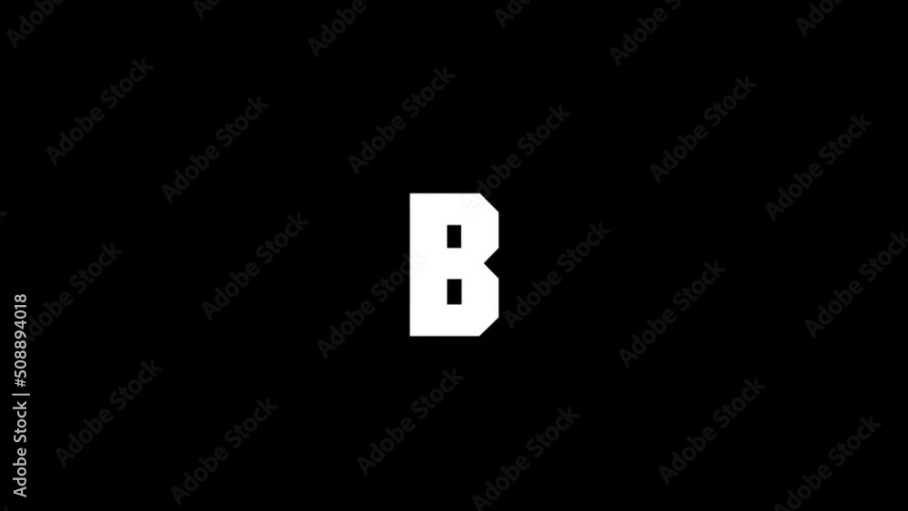 Poster white picture of b on a black background. american alphabet. english language for writing. distortio