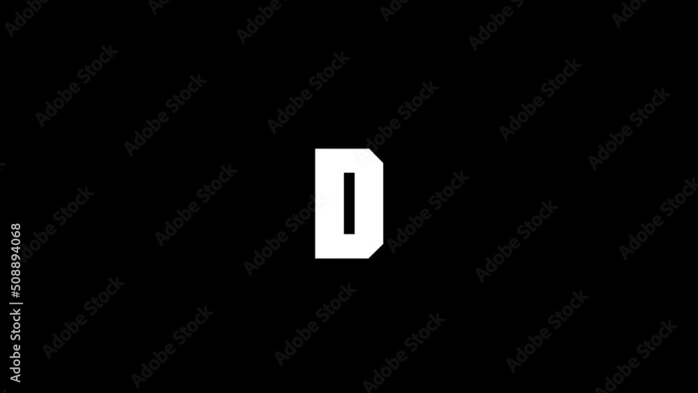 Poster white picture of d on a black background. american alphabet. english language for writing. distortio