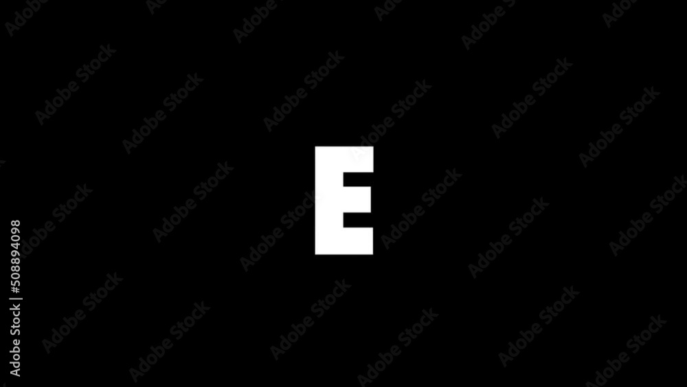 Poster white picture of e on a black background. american alphabet. english language for writing. distortio