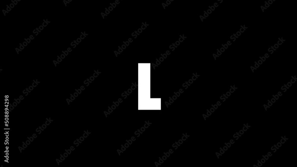 Poster white picture of l on a black background. american alphabet. english language for writing. distortio