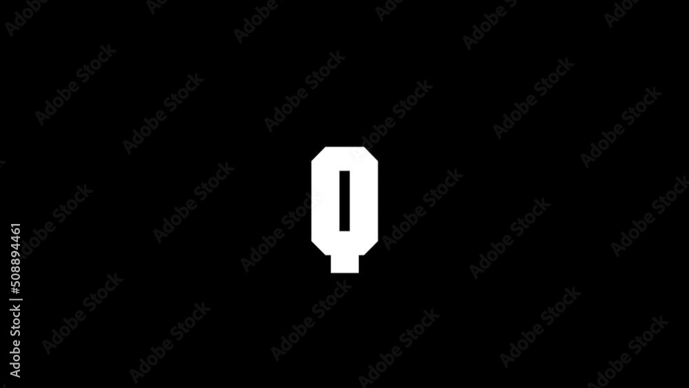 Poster white picture of q on a black background. american alphabet. english language for writing. distortio
