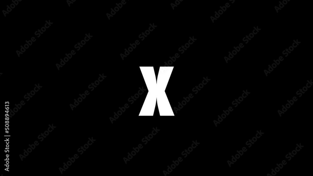 Poster white picture of x on a black background. american alphabet. english language for writing. distortio