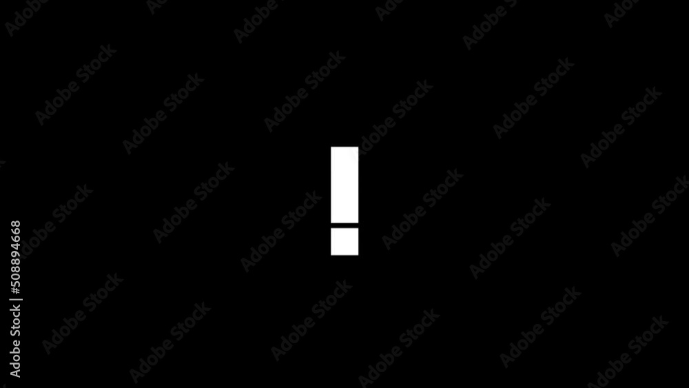Poster white picture of exclamation mark on a black background. american punctuation marks. distortion liqu
