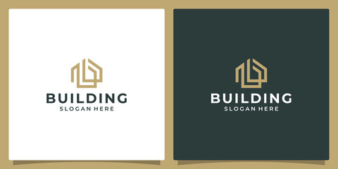 House building logo with initial letter b. Vector illustration graphic design in line art style. Good for brand, advertising, real estate, construction, building, and home.