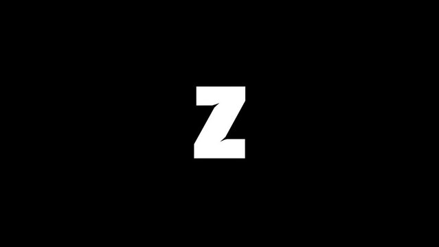 White picture of Z on a black background. american alphabet. english language for writing. Distortion liquid style transition icon for your project. 4K video animation for motion graphics and