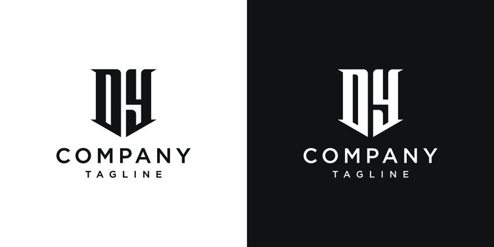 Creative Vintage Letter DY Monogram Logo Design Icon Template White and Black Background