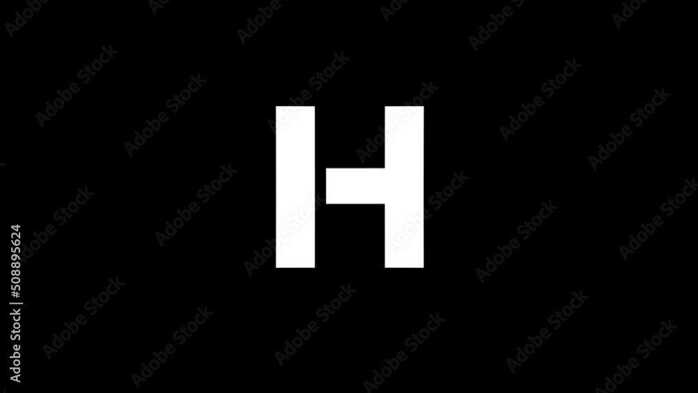 Poster white picture of h on a black background. american alphabet. english language for writing. distortio