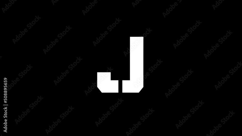 Poster white picture of j on a black background. american alphabet. english language for writing. distortio