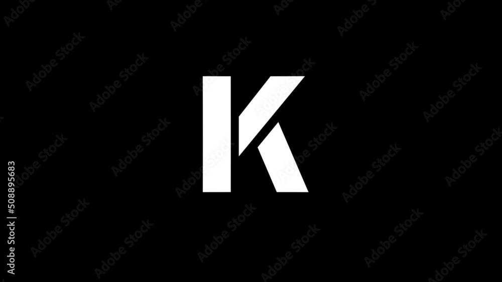 Poster white picture of k on a black background. american alphabet. english language for writing. distortio
