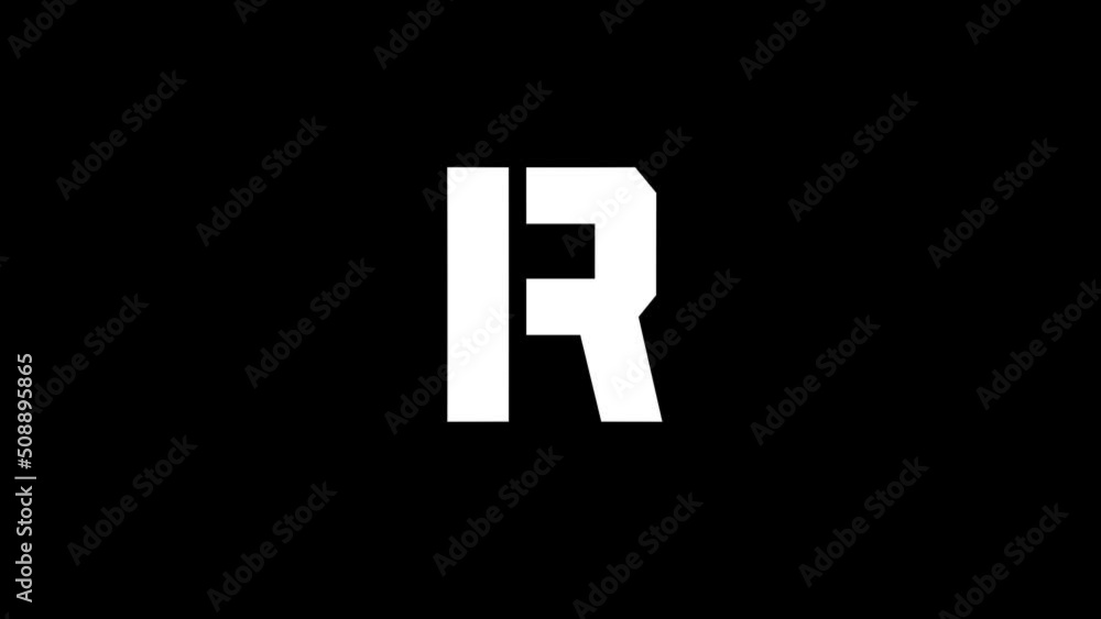 Poster white picture of r on a black background. american alphabet. english language for writing. distortio