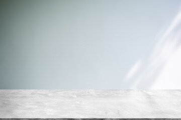 Backdrop empty gray cement wall room background with shadow. blank table studio interiors floor concrete construction. mock up display free space for and text or products presentation.