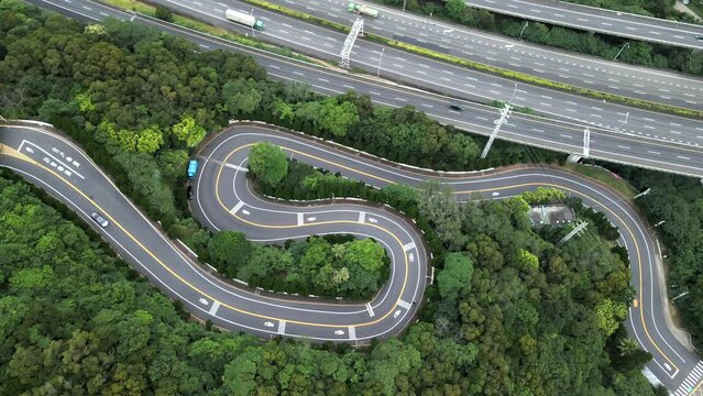 Curved roads and buildings in Taiwan