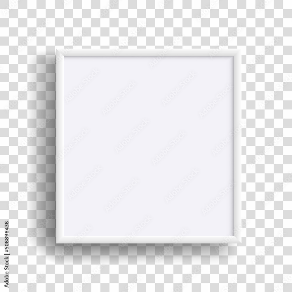 Poster white realistic square blank frame on transparent background. empty white picture frame mockup templ