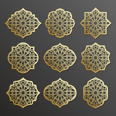 Arabian window with traditional ornament, grating laser cut templates set.