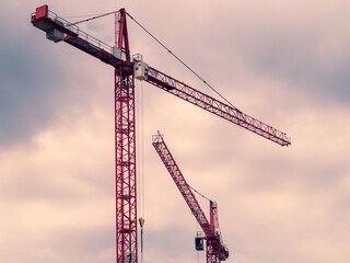 Construction and tower cranes.