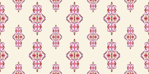 Freeform shape ethnic ikat art. Traditional seamless pattern. Design for printing, fabric,cover,clothing Vector illustrations.