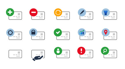 Credit card debit payment buy pay purchase icon set collection blue isolated