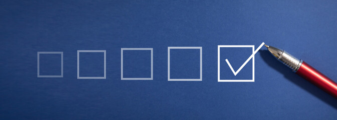 Pen with checkbox in checklist. Business