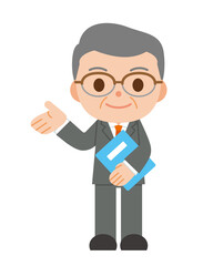 ファイルを持って提案するビジネスマン