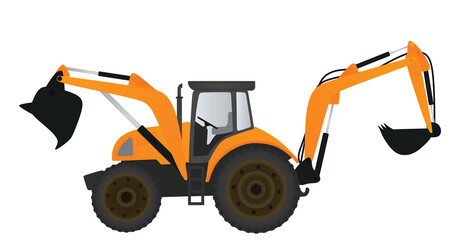 Yellow bulldozer tractor. vector illustration