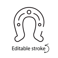 Horseshoe outline icon. Casino idea. Western steel equipment. Lucky emblem. Isolated vector illustration