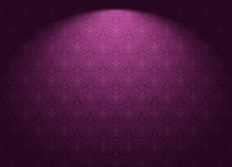 Royal, vintage, Gothic horizontal background in dark violet, marsala, purple with a classic antique ornament, Rococo. Vector illustration