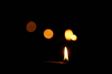 burning lamps in the dark 