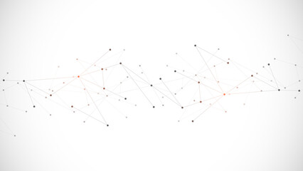 Abstract background and geometric pattern with connecting the dots and lines. Networking concept, internet connection and global communication